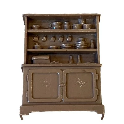 "Armario MARX Toys marrón Hutch casa de muñecas muebles miniatura plástico EE. UU. 2,75""" Foto 1 de 4