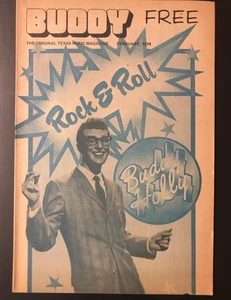 BUDDY HOLLY 1974 TEXAS MUSIKMAGAZIN BUDDY SAMMLERSTÜCK ARTIKEL KONZERT CLUB ANZEIGEN - Bild 1 von 3