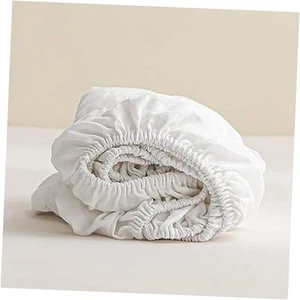 100% Linen Fitted Sheet Stone Washed Solid Color - (1 Piece) 14 inch Deep - Picture 1 of 7