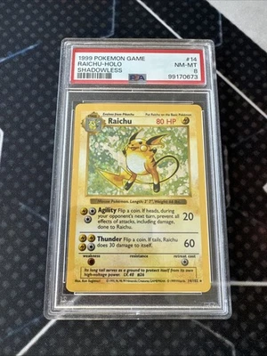 1999 POKEMON BASE SET SHADOWLESS #14 RAICHU-HOLO PSA 8 NM-MT - Image 1 of 4