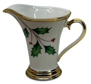 Lenox China Holiday Nouveau Holly Berries Gold Rimmed Creamer 4 3/4" - Picture 1 of 7