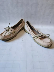 Sperry Top Sider Shoes Womens 8.5 Angelfish Boat Pink White Leather Mesh Slip On - Picture 1 of 6