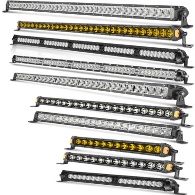 6 10 18 20 30 40" Slim LED Light Bar Spot Flood Combo Driving Truck SUV Offroad - Image 1 of 4