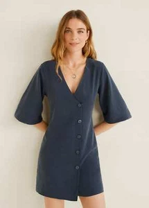 Neu mit Etikett Mango (Zara Group) blau Knöpfe weiches Kleid Größe EUR L USA 8 - Bild 1 von 8