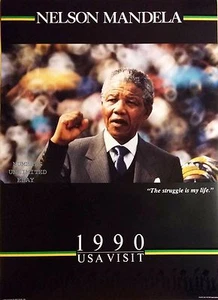 Lote PÓSTER VINTAGE NELSON MANDELA 1990 20x28 - VISITA EE. UU. - ¡TODAVÍA SELLADO!! - Imagen 1 de 4