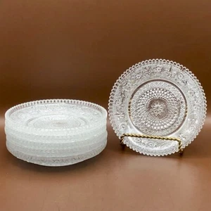 Vtg Crystal Clear Sandwich Glass Coasters Saucers Neiman Marcus Japan Set of 6 - Picture 1 of 9