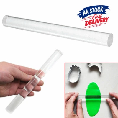 1x Clear Solid Roller Durable Polymer Acrylic Craft Rolling Pin Clay Art Tool - image 1 of 4