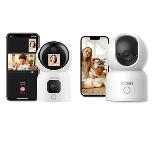 ZOSI 2K 360° Views Pan/Tilt Baby Dual-Lens Indoor Security Camera 2-Way Audio - Picture 1 of 19