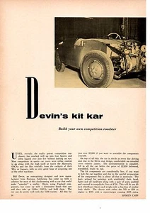 1955 DEVIN KIT KAR / COMPETITION ROADSTER  ~  ORIGINAL 3-PAGE ARTICLE / AD - Bild 1 von 1
