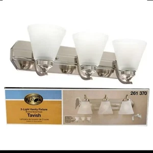 Hampton Bay Tavish 3-Light Brushed Nickel Traditional Vanity Light New. NEW- - Picture 1 of 7