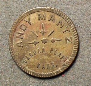 Garden Plain, Kans., Andy Mantz Good For 5c In Trade. Brass, 21mm - Picture 1 of 2