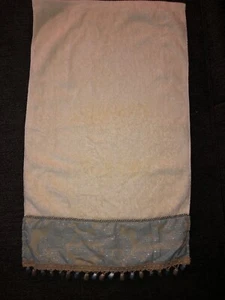 Croscill Tan 2 Hand Towels With Blue Design Gold & Blue Tassels Decorative - Picture 1 of 5