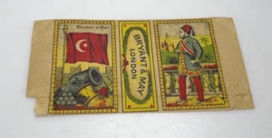 old Bryant & May London Matchbox label Turkish Soldiers 110x56mm - Picture 1 of 1