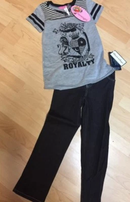 Hartstrings Black Jeans girls size 6x NWT adjustable waist Havengirl Shirt 6 Set - Изображение 1 из 4