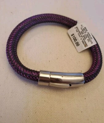 梅西百货男式紫色/黑色尼龙不锈钢 8.25 英寸长 — 第 1/4 张图片