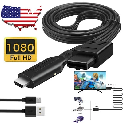 N64 To HDMI Converter Adapter 1080P HD Cable For Nintendo Gamecube NES SNES - Image 1 of 4