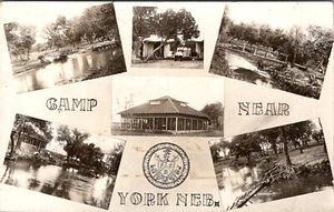 YORK, NEBRASKA - MULTI-VIEW OF CAMP - 1911 - OLD REAL PHOTO POSTCARD - Picture 1 of 2