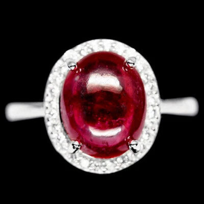  Rubin 925er Sterling Silber Ring, White Gold Plated 19,5Ct! - Bild 1 von 2