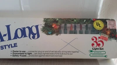 Vintage General Electric GE Miniature Style String-A-Long Christmas Lights 35 Ct - Image 1 of 4