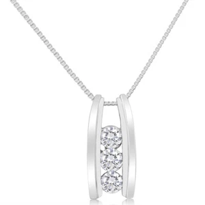 0.50ctw Diamond Three Stone Pendant in 10k White Gold - Picture 1 of 2