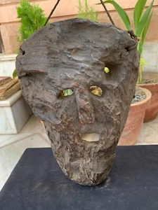 Ancient Old Collectible Handcrafted Wooden Tribal Men Wall Hanging Face Mask - Picture 1 of 10
