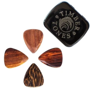 Timber Tones - Acoustic Guitar - Plectrums / Picks - Tin Of 4 Mixed Woods - Picture 1 of 2