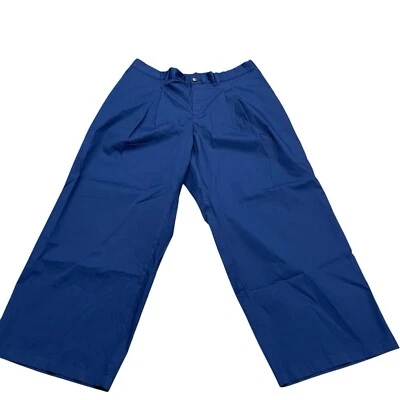 Pantalones Lands End para mujer talla 18W azul marino tiro alto nítido popelina chino pierna ancha pantalones Foto 1 de 4