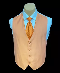 Men's Jean Yves Sterling Creamsicle Orange Tuxedo Vest & Tie Free Shipping - Picture 1 of 8