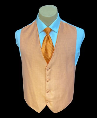 Men's Jean Yves Sterling Creamsicle Orange Tuxedo Vest & Tie Free Shipping - Image 1 of 3
