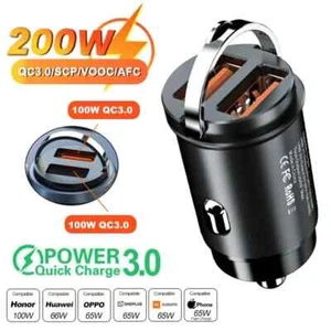 Mini Pull Ring QC Schnellladen 200W 100W Auto Ladegerät USB C Auto Handy Ladegerät - Bild 1 von 5