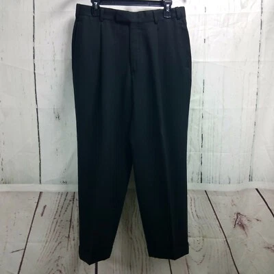 Pantalones de vestir negros plisados Kenneth Cole para hombre 32x27,25 Foto 1 de 4