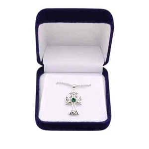 Collana Croce Celtica Con Smeraldo Su Catena Da 18" In Scatola - 26589/EM - Foto 1 di 2