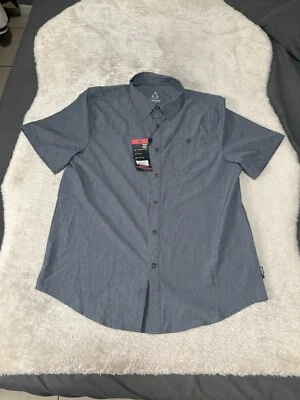 New Gerry Mens Navy Heathered Button Down Short Sleeve Outdoor Shirt Size Medium - Image 1 of 4