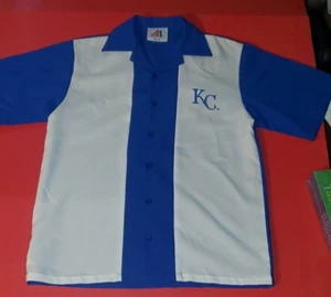 Vintage Kansas City Royals Bowling Club Button Down Hemd Erwachsene M blau/weiß - Bild 1 von 8