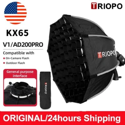 US Triopo KX65 25.6" Octagon Softbox W/ Grid For Godox V860III V1 AD200Pro Flash - Image 1 of 4