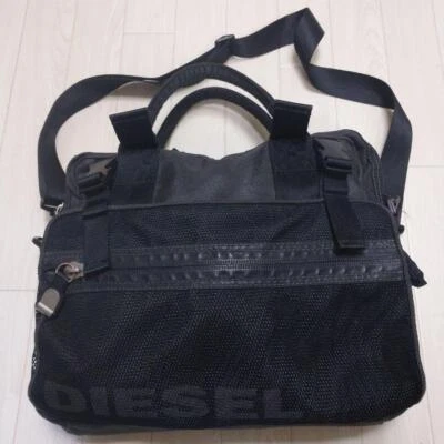 Diesel Logo Grabado Negro Maletín Vintage 2 Vías Bolso de Mano de Hombro de J... - Imagen 1 de 4