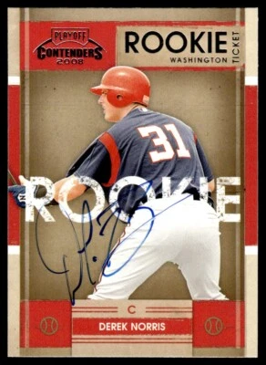 2008 Playoff Contenders Derek Norris Rookie Auto Washington Nationals #20 Ticket - Image 1 of 2