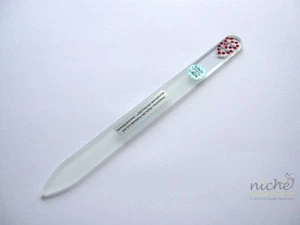 PATENTED GLASS NAIL FILE with RED LINKED HEARTS in SWAROVSKI JEWELS - SALE - Picture 1 of 2