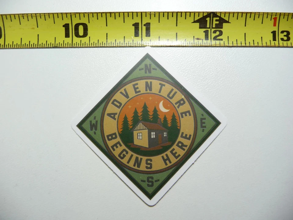 BÚSSOLA CABINE CAMINHADA CAMINHADA PEQUENO ADESIVO DECALQUE ACAMPAMENTO AO AR LIVRE PARQUE SELVAGEM - Imagem 1 de 1