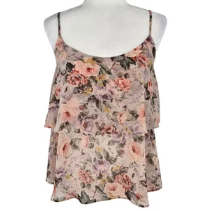 Top cami trasparente a strati floreale New Look usato in ottime condizioni 8 rosa viola verde - Foto 1 di 15