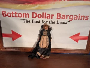 Very Early Vintage Polish Wood Peg Doll from Poland Handmade figure in dress - Picture 1 of 8