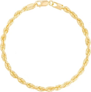 Floreo 14k Yellow Gold 1.5mm Lite Rope Chain Bracelet - Picture 1 of 5