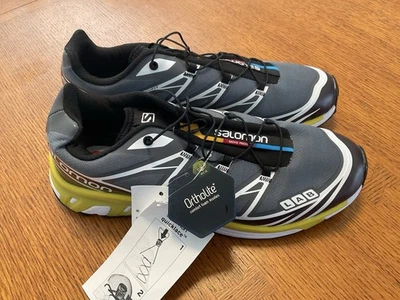 Salomon XT 6 S-Lab Trail Running Shoes Men's 11, Women's 12, Gray/Yellow/Purple - Image 1 of 4