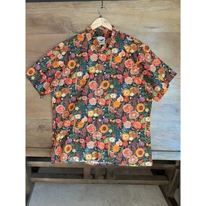 YUME Hawaiian Shirt Mens Medium Navy Floral Short Sleeve Casual Button Down - Picture 1 of 3
