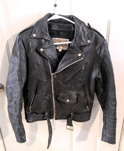 Chaqueta de cuero negra Open Road de colección años 80 Moto Racer para hombre 38 - Imagen 1 de 24