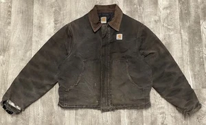 Vintage Carhartt Arctic Jacket J02 BLK Distressed Quilt Lined Canvas Work - Picture 1 of 17