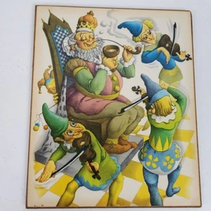Vintage 1960s Nursery Rhyme Folk ART Print Laminated on Board 9.5x8 Inch (#05) - Picture 1 of 3