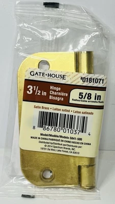 Bisagra de puerta esquinas redondeadas de radio de 3,5" x 5/8” con acabado satinado de latón Foto 1 de 2