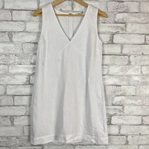 MADEWELL NWT Women's Ariana Eyelet White V-Neck Linen Mini Dress SMALL NP861 - Picture 1 of 7