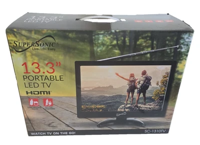 Supersonic SC-2814 13.3" LED Portable TV HDMI - Black, Outdoor/Camping OPEN BOX! - Image 1 of 3